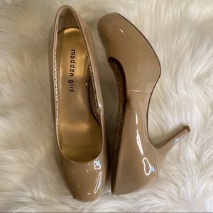 Madden Girl Nude Patent Look Heels